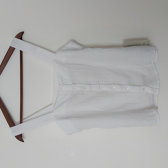 NWT Joie White Cotton Gauze Button Front Wide Strap Tank Top Size Medium - Picture 1 of 6